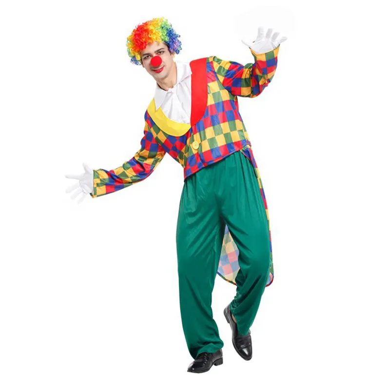 Забавный смокинг для мужчин костюм клоуна в стиле цирка Пурима Хэллоуина