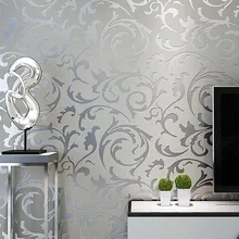 Grey 3D Victorian Damask Embossed Wallpaper Roll Home Decor Living Room Bedroom Wall Coverings Silver Floral Luxury Wall Paper