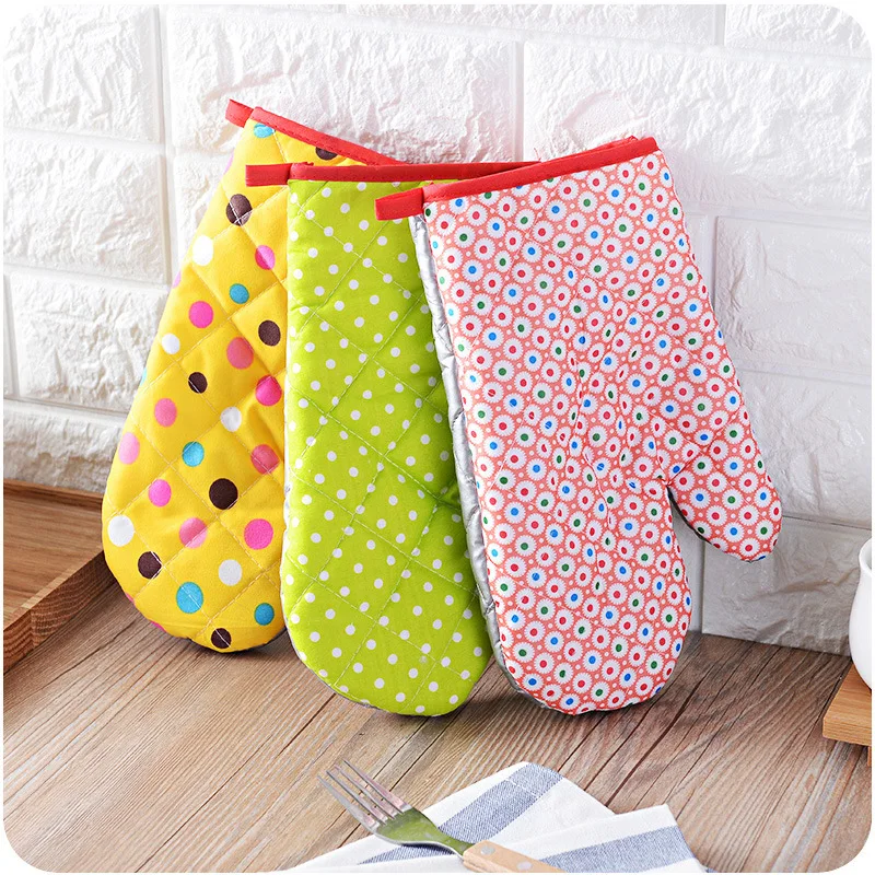 Хлопковые перчатки для духовки термостойкие кухонные утепленные митенки