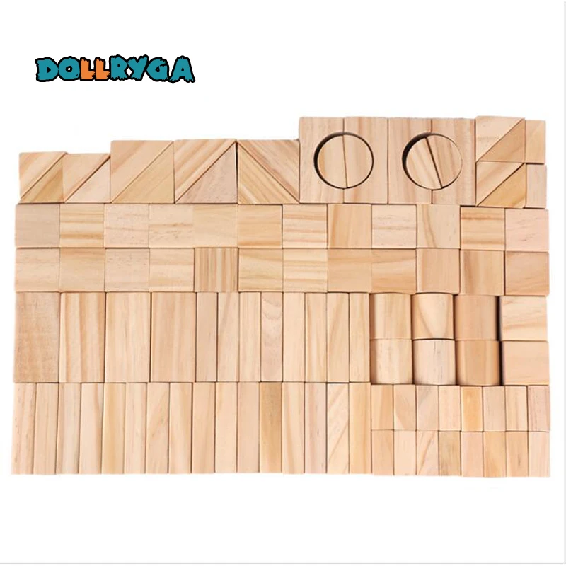 Деревянные строительные блоки DOLLRYGA 100 шт. Деревянный конструктор игрушки для