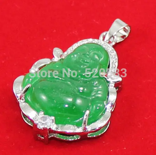 Подвеска Будда с зеленым нефритовым кристаллом Lucky + ожерелье в подарок|necklace heart