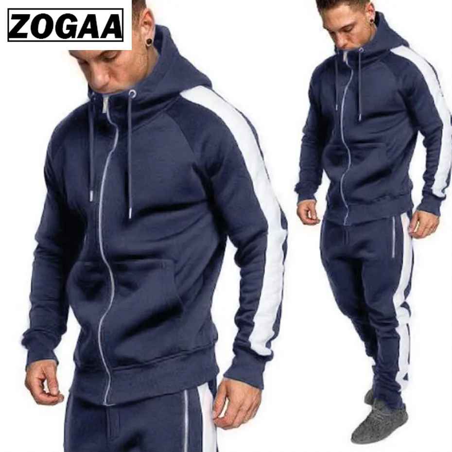 ZOGAA, мужские спортивные костюмы, верхняя одежда, толстовки на молнии, наборы спортивной одежды, мужские толстовки, кардиган, мужской комплект одежды, брюки размера плюс