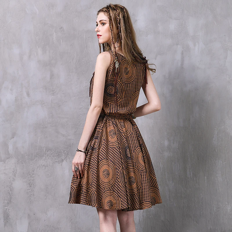 Женское платье с эластичной талией Yuzi летнее шифоновое без рукавов треугольным