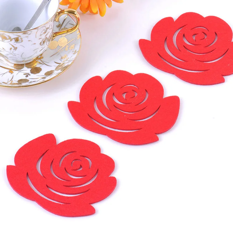 5 шт. Симпатичный розовый войлочный чайный коврик подставка для чаши антигорячий