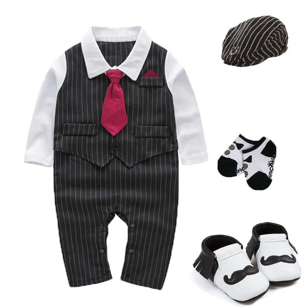 Детская одежда для мальчиков смокинг на свадьбу и день рождения хлопковое боди с