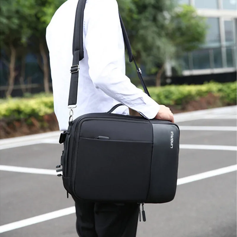 Мужской деловой рюкзак с USB зарядкой дорожный водонепроницаемый тонкий для