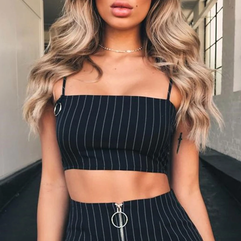 Модный женский Повседневный жилет без рукавов в полоску короткий топ на