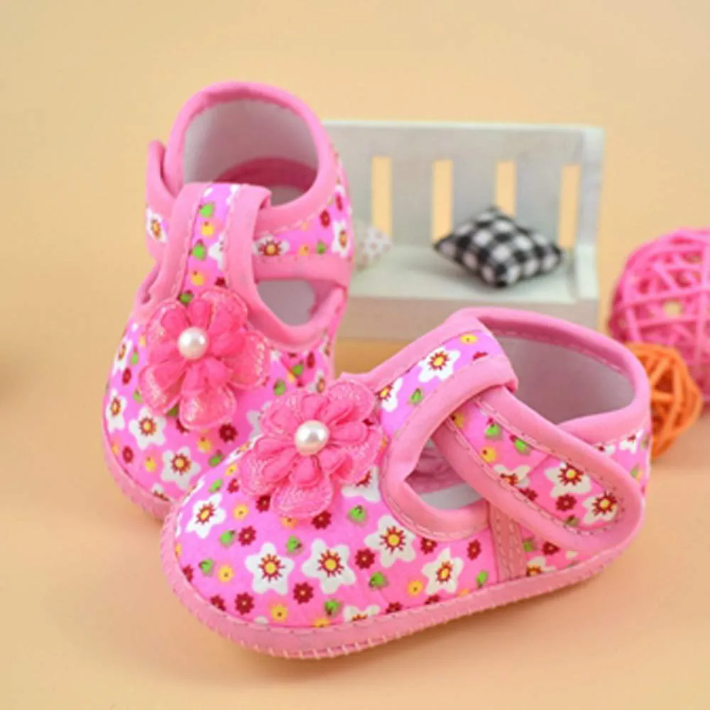 

Newborn Baby Girl Flower Sneakers Toddler Cotton Bow Casual Shoes Infant Little Girls Princess Shoes