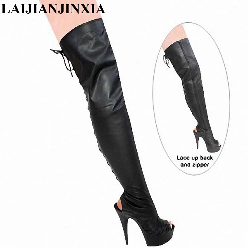 Women nightclub Party boots, 15cm high heels Platform Thin Heels Boots Party Queen Open Toe Dance Shoes