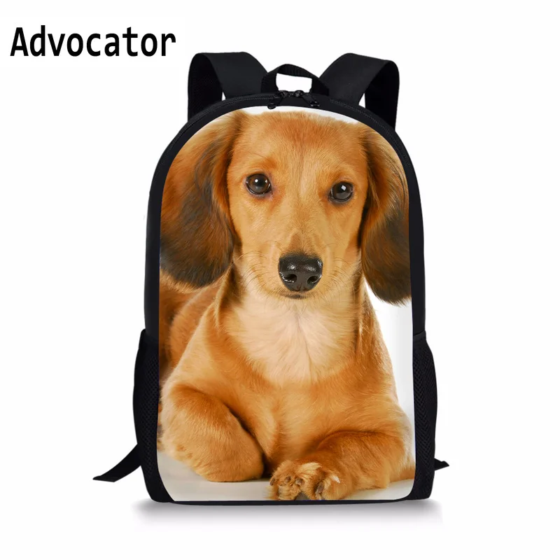 ADVOCATOR Cute 3D Pet Dachshund Dog Printing School bags for Girl Kids School Backpack Boys Causal Schoolbag Children Bookbag
