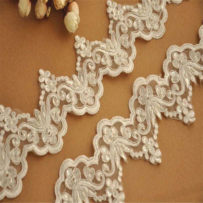 3 ярда новое искусственное кружево отделка блестками с жемчугом свадебная фата