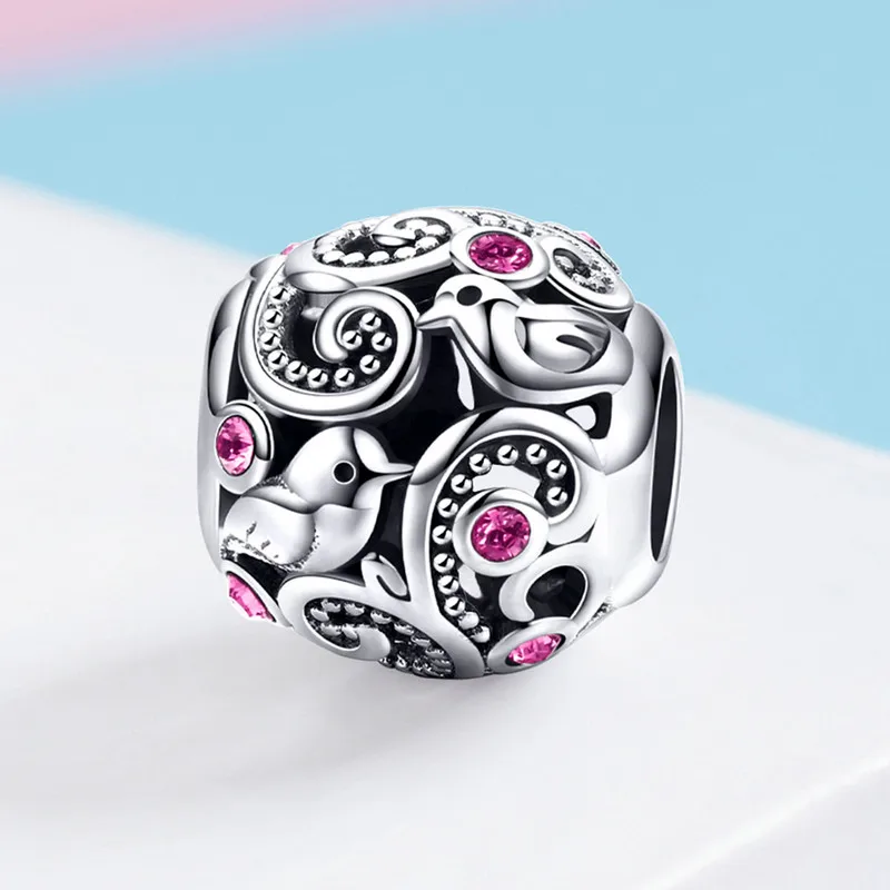 FURUYA 925 пробы Серебряные Подвески подходят Pandora Браслеты Ожерелья Любовь мессенджер любовь птица бусины ювелирные изделия