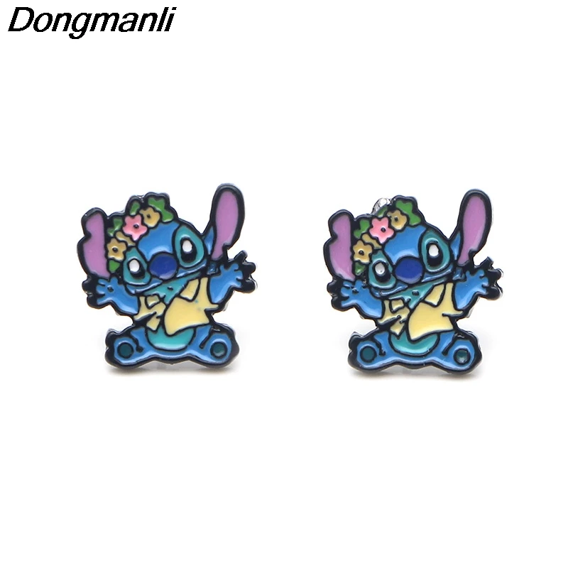 P3709 Dongmanli инопланетянин и стежок серьги гвоздики для женщин Эмаль Нержавеющая сталь пирсинг ювелирные изделия из Кореи Дети девушки