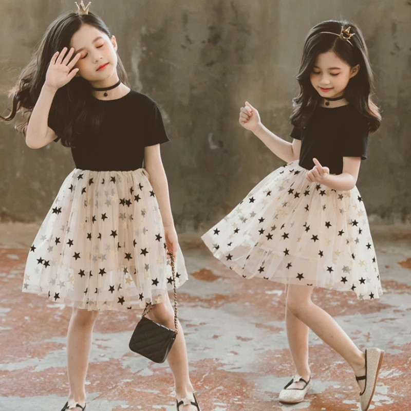 Платье для девочек-подростков юбка длинная футболка пышная весенне-летний