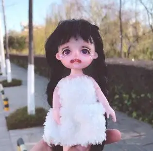 Маленькая кукла принцессы 1/8 Милая bjd 1/8 шарнирное тело 3D глаз пластиковая кукла подходит для 1 \ 8 парик лицо может DIY окружность головы 14 см