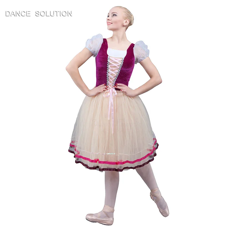 Длинная романтичная балетная пачка бархатный лиф с пышными рукавами Тюлевая