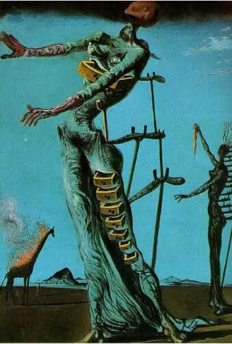 Salvador Dali сжигающий Жираф Шелковый плакат декоративный настенный рисунок 24x36