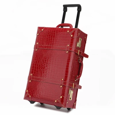 luggage Ретро чемодан на колесиках, набор, Женский чехол с паролем, набор, чехол на колесиках, 24 дюйма, винтажная сумка для путешествий, сумки на плечо - Цвет: luggage
