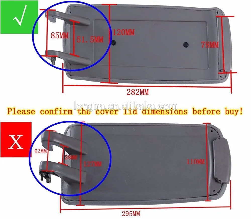 Серая кожа центральный подлокотник для автомобиля зал консоли крышка защелка