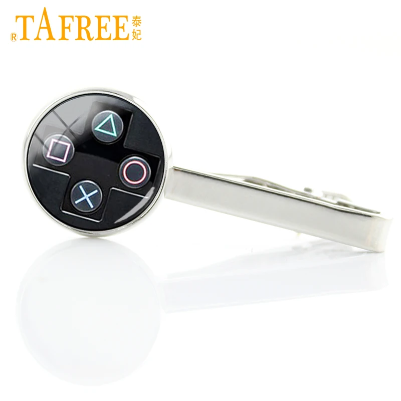 TAFREE, художественные мужские зажимы для галстуков, винтажный контроллер, стеклянный кабошон, купольная картина, новая мода, галстук, булавка, покер, галстук, ювелирное изделие, T184