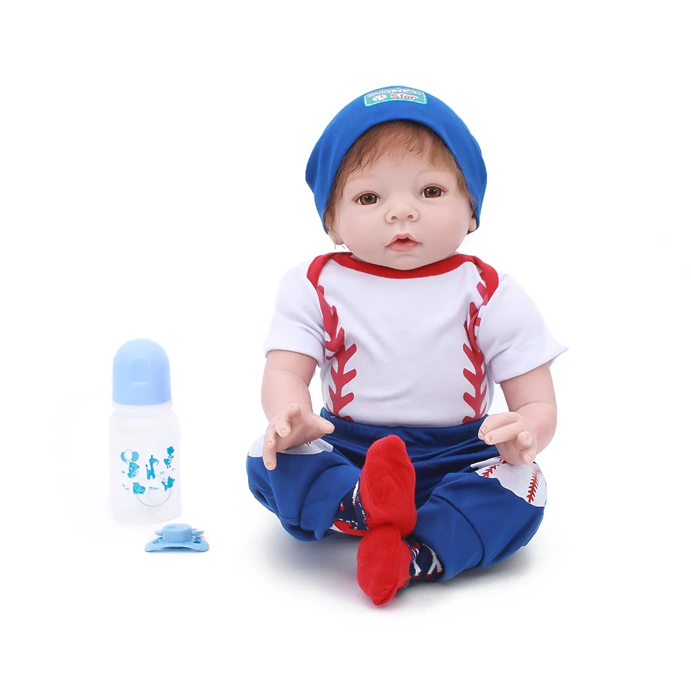 

Realistic Bebes reborn 22" 55cm Handmade Lifelike fake Baby boy Doll Reborn Soft Silicone Vinyl Hair Rooted Gift for Girl boneca