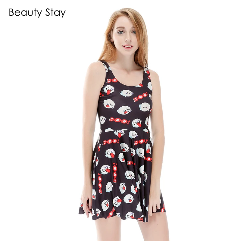 Женское платье с героями мультфильмов beauty stay Пляжное Платье принтом и о вырезом