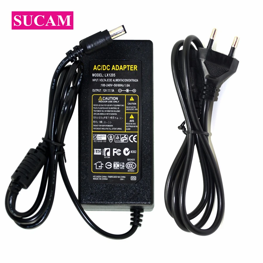 DC 12V 5A 60W адаптер питания AC 110 V/220 V к трансформатор для CCTV камеры системы