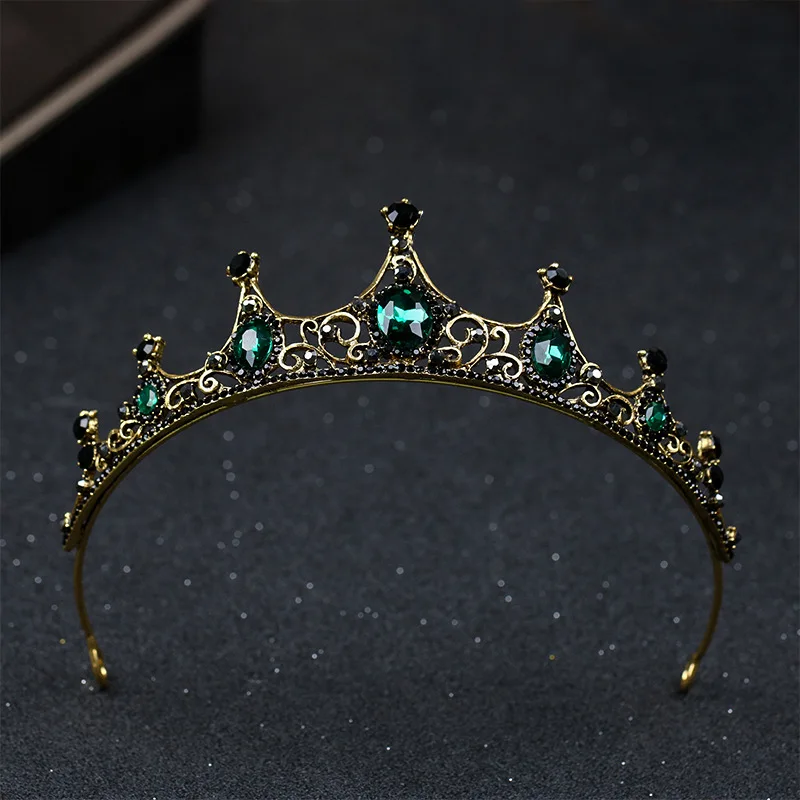 

KMVEXO New Elegant Green Crystal Crown Bridal Hair Accessories For Wedding Quinceanera Tiaras And Crowns Pageant Diamant Tiara