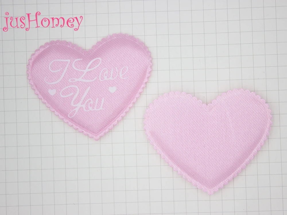 50 шт. атласных аппликаций в виде сердца из ткани, 53 мм, с надписью "Я ТЕБЯ ЛЮБЛЮ" - патчи в форме сердца для свадебного конфетти на День Валентина.