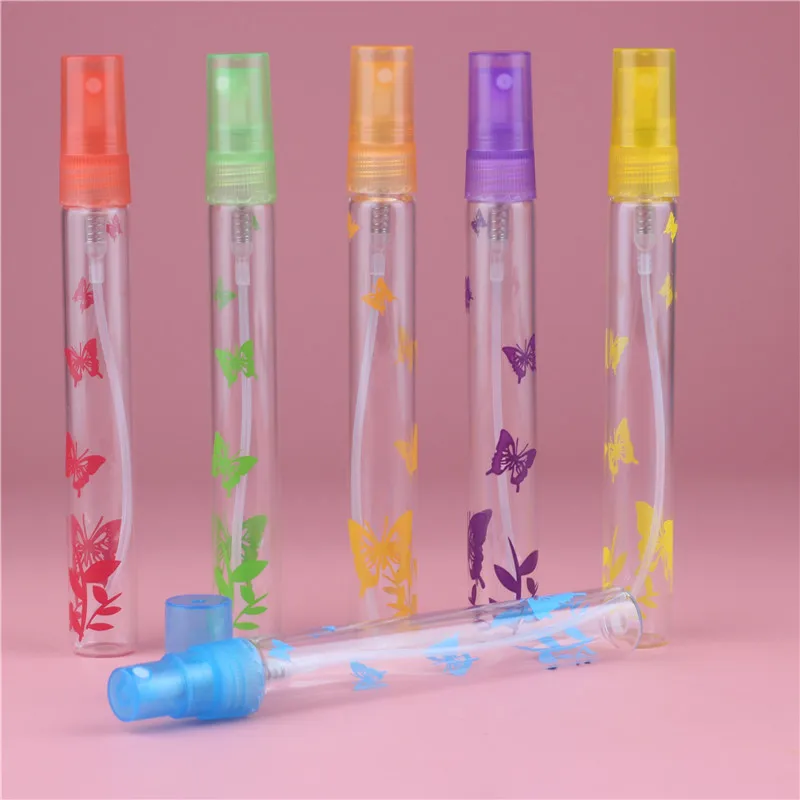 10ML 6Pieces/Lot Mini Sample Glass Perfume Bottle With Spray&ampEmpty Parfum Case Butterfly Printing Outside | Красота и здоровье