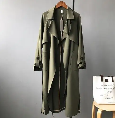 Армейский зеленый Sedutmo осень длинный плащ пальто Для женщин Oversize пальто уличной Harajuku Повседневное Винтаж зимние легкое пальто ED426 - Цвет: Армейский зеленый