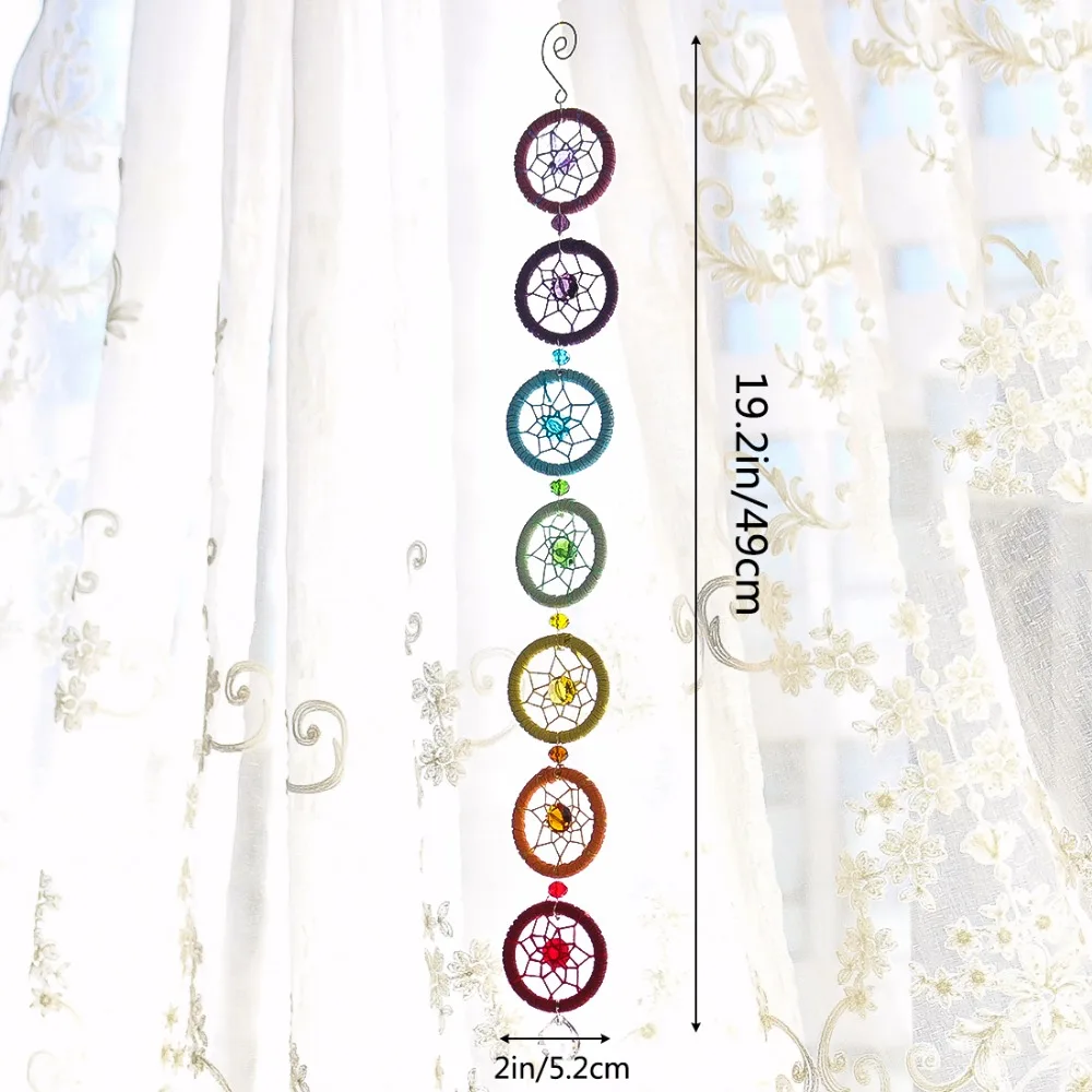 H& D чакра muladhar Dream Catcher правильный Цвет с чакры Настенный декор морских Домашний Декор Ловец снов 18.5 дюйма V3