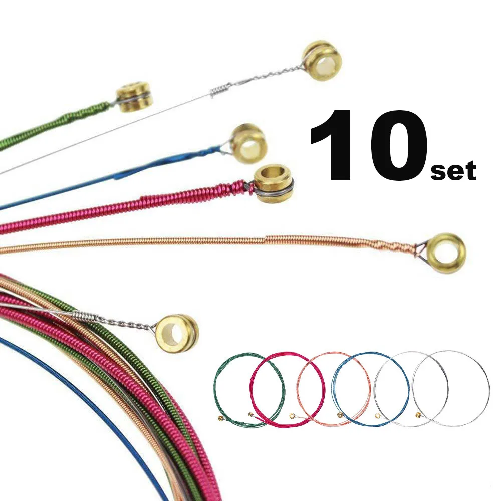 

10set/lot Replacement Steel Acoustic Classic Guitar Strings Multi-colored