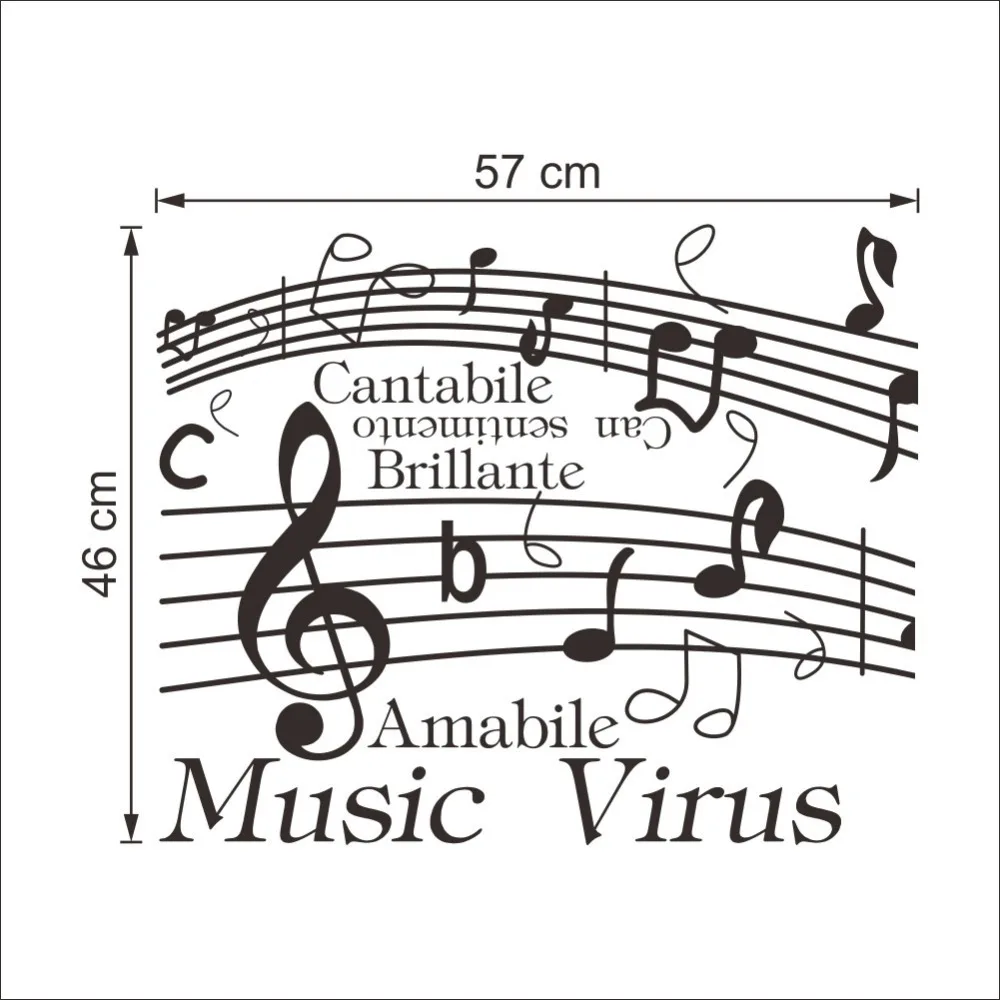 

2016 New Music Note Pattern Wall Stickers Home Decor Decoration Art For Wall Removable Waterproof Black 38*57CM
