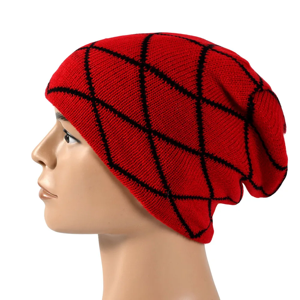 

2019 new Fashionable men and women outdoor striped jacquard diamond cap Hip Hop Beanies Skullies Unisex Warm Knitted Caps Gorros