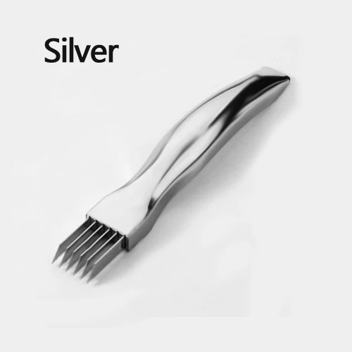 SILVER-1PCS Нарезанный зеленый лук из нержавеющей стали, артефакт, режущий овощи семена лука нож для томатов измельчитель кухонный инструмент для кукинга, вырезанный зеленый лук - Цвет: SILVER-1PCS