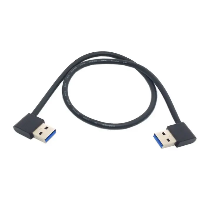 

2PCS/lot USB 3.0 Type A Male 90 Degree Left Angled to Right Angled Extension Cable Straight Connection 50cm