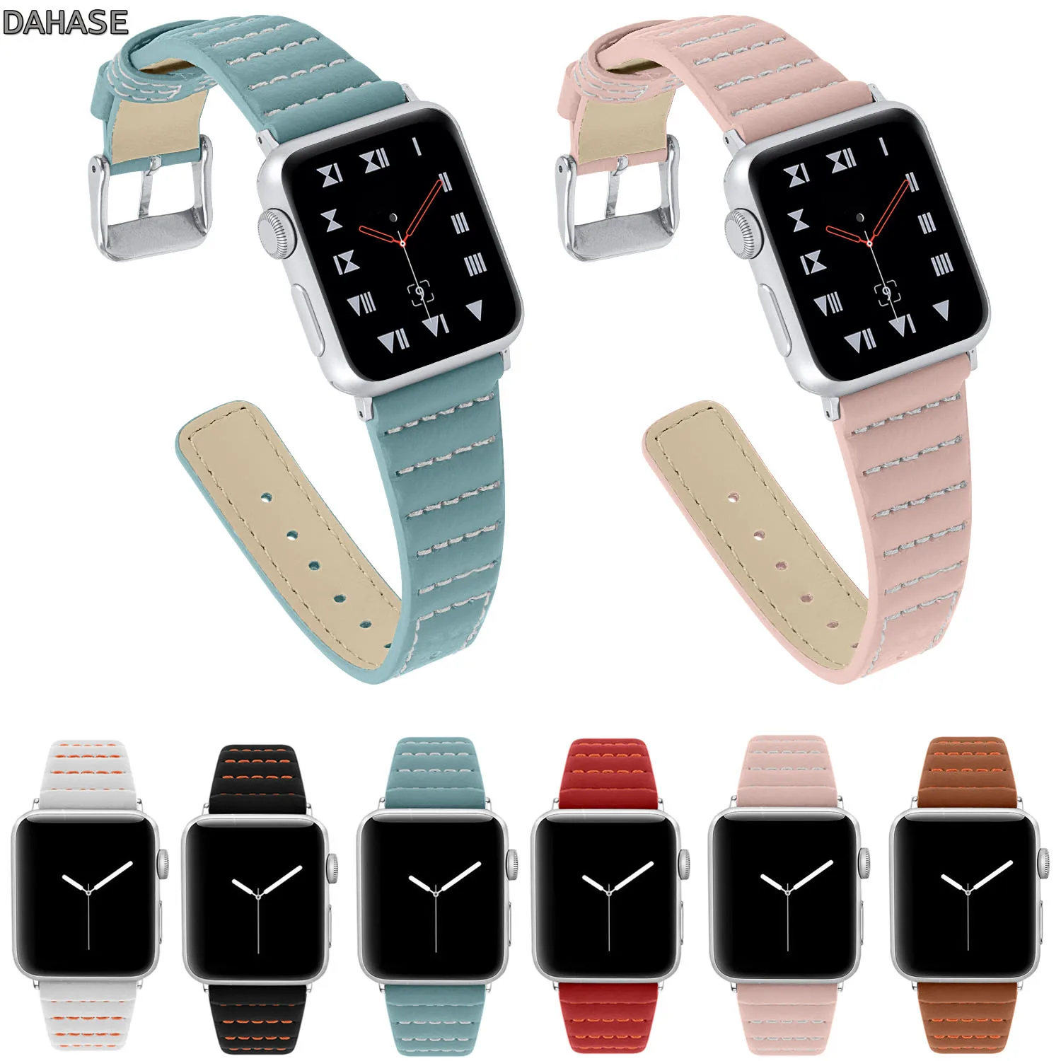 Ремешок из натуральной кожи с волнистой нитью для Apple Watch сменный ремешок iWatch 1 2 3 4