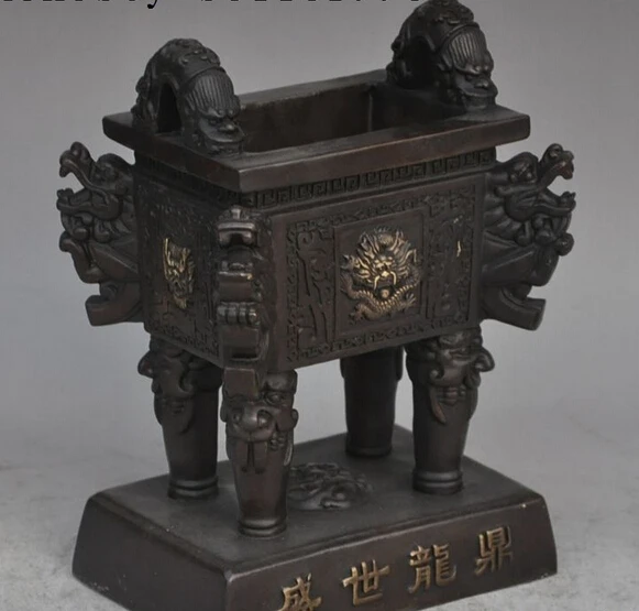 WBY 006304 9&quot china fengshui bronze animal dragon Tripod Shape incense burner Censer statue (A 0319 discount 35%) | Дом и сад
