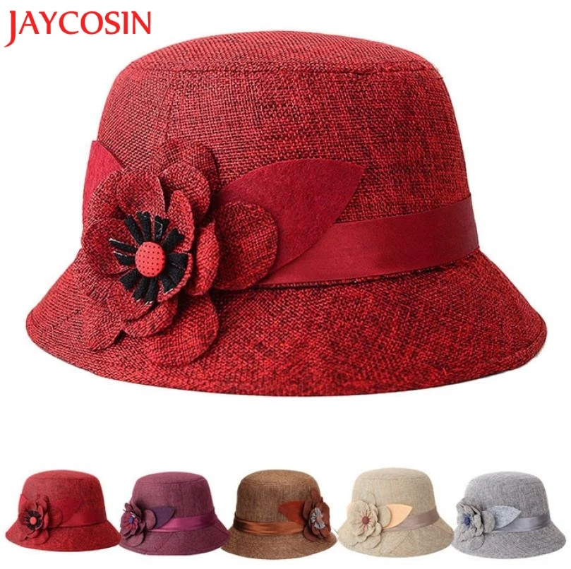 Новинка 2015 модная женская шапка JAYCOSIN из льна с цветами для котелка Лидер продаж