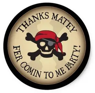 

1.5inch Thanks Matey Pirate Skull Thank You Sticker