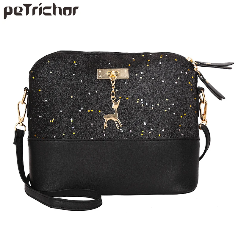 

Korean Style Sequin Messenger Women Bag Small Fashion Shell Handbag Female Deer Shoulder Tote Bags For Ladies Bolsa Party Purse