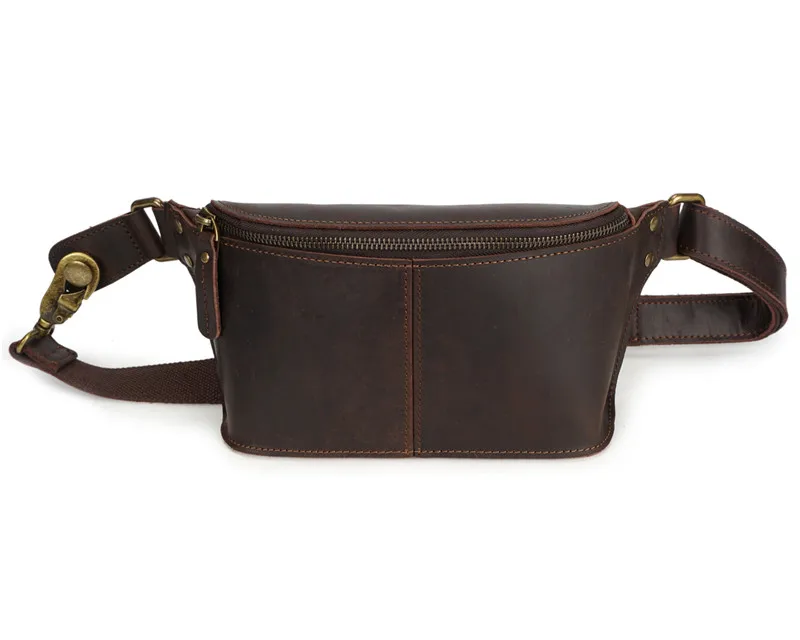 

Nesitu High Quality Vintage Brown Thick Durable Real Skin Genuine Leather Women Waist Packs Men Waist Bags Male Belt bag M8169
