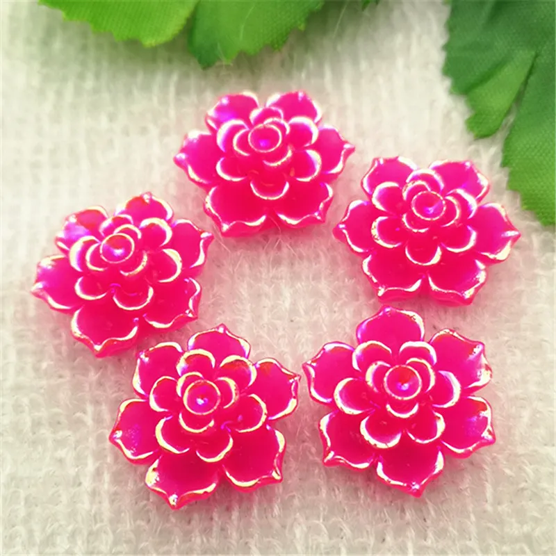 HotPink DIY 20 шт. mix 20 мм AB смолы 3d цветок Flatback горный хрусталь Свадебные бутоньерки ремесла - Цвет: HotPink