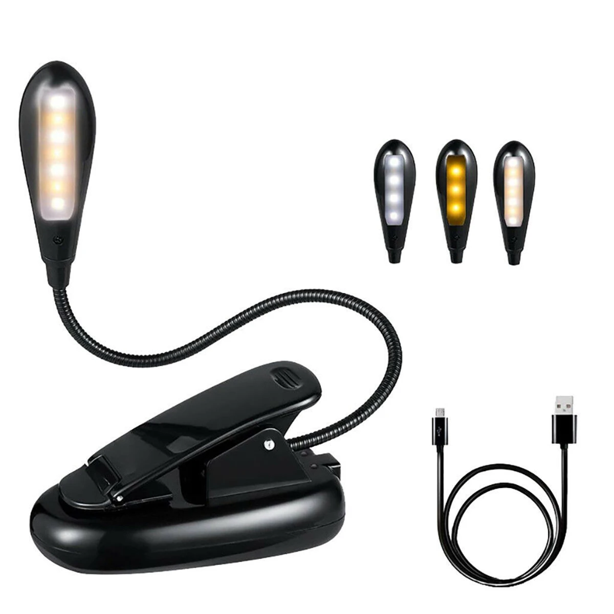 

New 7LEDs Rechargeable Eye-Care Warm Book Light Clip On Lamp For Music Stand Night Reading Power Indicator Playing Piano Lights