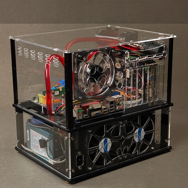 DIY Acrylic transparent chassis Open Frame Horizontal MATX PC case Water Cooling host Box computer Parts gabinete computador