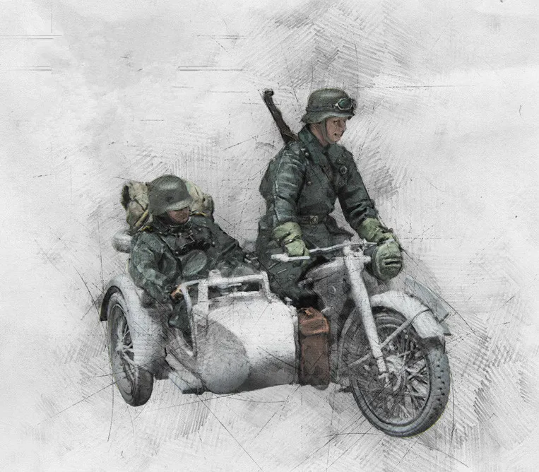 1/35 модельная фигурка из смолы, наборы, военный мотоцикл Второй мировой войны(2 фигурки, исключая мотоцикл), неокрашенный 558