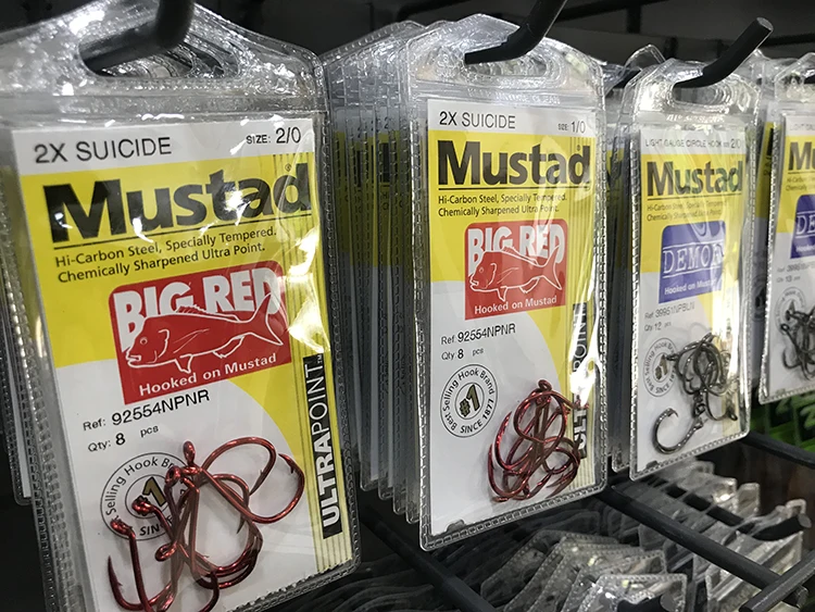 Mustad 92554 Орлиная красная рыба колючий крючок Длинная тонкая червь Приманка Высокоуглеродистая сталь Ультра точечные крючки морские острые Крючки