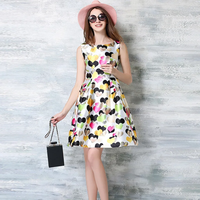 Печать Платья Без Рукавов 2016 Новый стиль Женщины Летняя Мода Любовь печати Dress