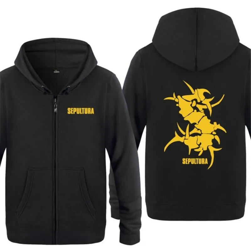 Для мужчин s Толстовка Rock Sepultura Толстовки с принтом Для мужчин хип-хоп флисовая куртка на молнии с длинными рукавами пальто толстовка костюм для катания на коньках большой Размеры - Цвет: Black hoodie 2